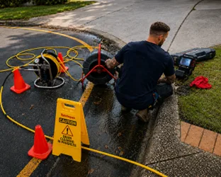 Plumber inspecting a blocked drain in Rodd Point