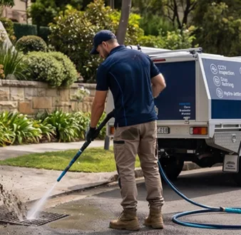 Cutting tree roots out of a Rodd Point drain